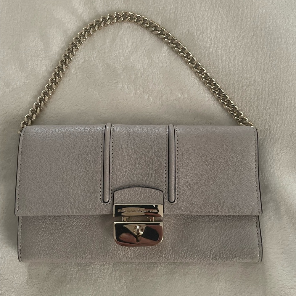 New Kate Spade small leather grey purse (Parsons Street Stoneice) 4.5” x 7.5”